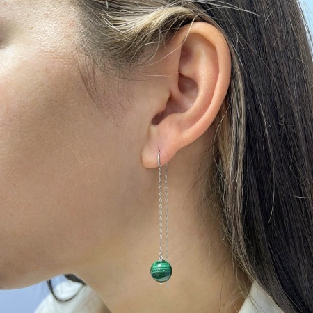 Купить оптом серьги из серебра с малахитами 2340380710-3 от Krasnoe