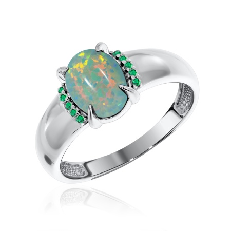 Купить оптом кольцо из серебра с опалом и ситаллами 1340250371л-61 от Krasnoe