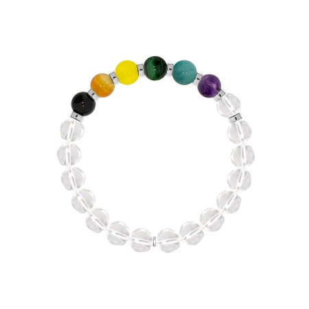 Купить оптом браслет из серебра с аметистом, малахитами, амазонитами, агатами и хрусталём 4340876452-18 от Krasnoe