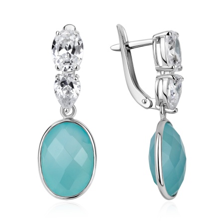 Купить оптом серьги из серебра с халцедонами и фианитами 2340602940-69 от Krasnoe