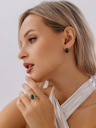 Купить оптом серьги из серебра с авантюринами 2340361826-1-60 от Krasnoe