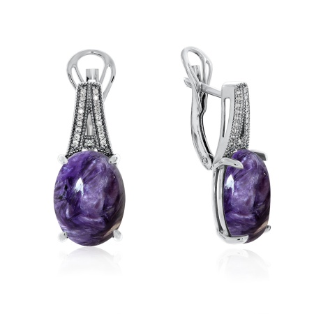 Купить оптом серьги из серебра с чароитами и фианитами 2340463537л от Krasnoe