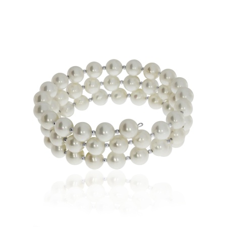 Купить оптом браслет из серебра с проволока (с памятью)ом и жемчугами 4300249422 от Krasnoe