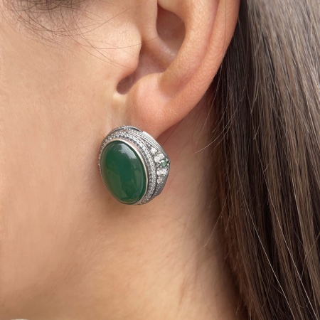 Купить оптом серьги из серебра с агатами и фианитами 2310390960л-60 от Krasnoe