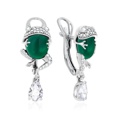 Купить оптом серьги из серебра с агатами и фианитами 2340392662л-61 от Krasnoe