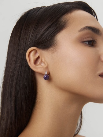 Купить оптом серьги из серебра с чароитами 2340460124 от Krasnoe