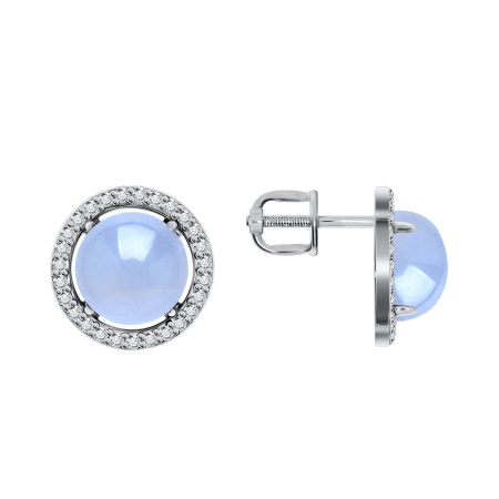 Купить оптом пусеты из серебра с халцедонами и фианитами 2340602055-70 от Krasnoe