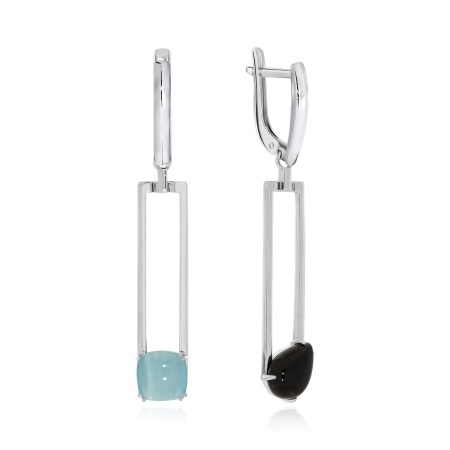 Купить оптом серьги из серебра с агатом и кошачий глазом 2340871518-2 от Krasnoe