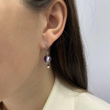 Купить оптом серьги из серебра с аметистами 2340061026-1 от Krasnoe
