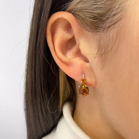 Купить оптом серьги из серебра с цитринами и янтарём 2340480367 от Krasnoe