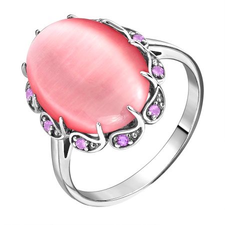Купить оптом кольцо из серебра с кошачий глазом и ситаллами 1340265114л-30 от Krasnoe