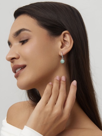 Купить оптом серьги из серебра с амазонитами и фианитами 2340371965л от Krasnoe