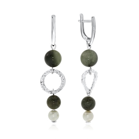 Купить оптом серьги из серебра с жемчугами и кварцем 2340871228-58 от Krasnoe