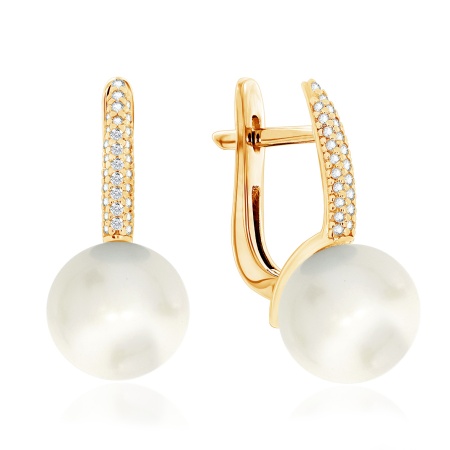 Купить оптом серьги из серебра с жемчугами и фианитами 2320241558л от Krasnoe