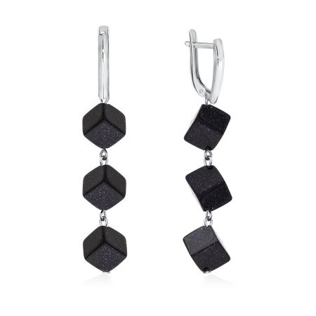 Купить оптом серьги из серебра с авантюрин синт.ами 2340360352-80 от Krasnoe