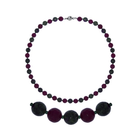 Купить оптом бусы из серебра с жадами и агатами 8340396081-55 от Krasnoe