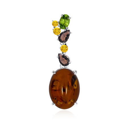 Купить оптом подвеска из серебра с янтарём, хризолитом, топазами и цитринами 3340480879-41-1 от Krasnoe