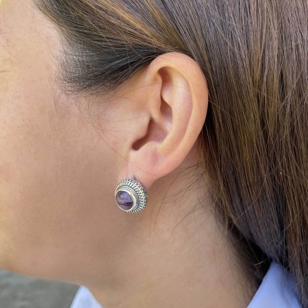 Купить оптом серьги из серебра с чароитами 2310461526-1 от Krasnoe