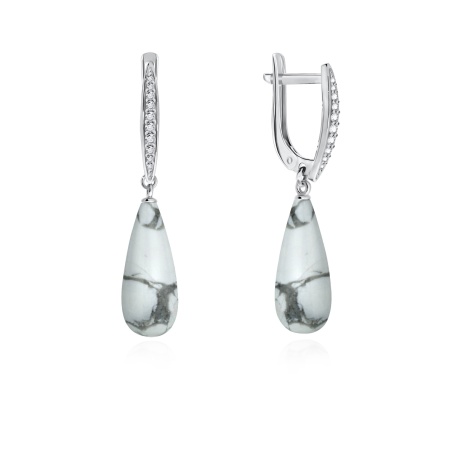 Купить оптом серьги из серебра с кахолонгами и фианитами 2340К00336л от Krasnoe