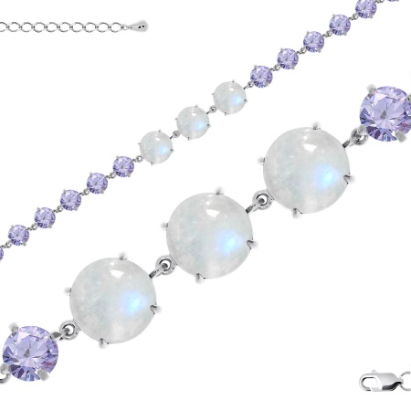 Купить оптом браслет из серебра с лунным камнем и фианитами 4340932508-17-84 от Krasnoe