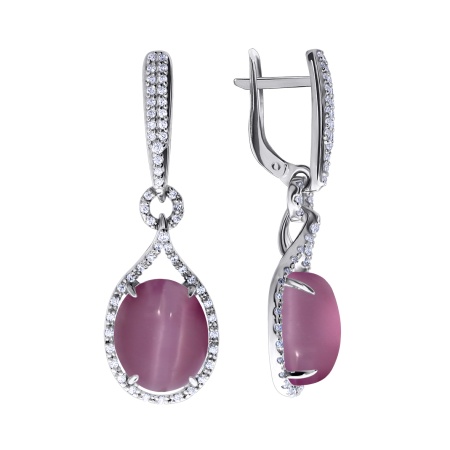 Купить оптом серьги из серебра с кошачий глазами и фианитами 2340260194-3 от Krasnoe