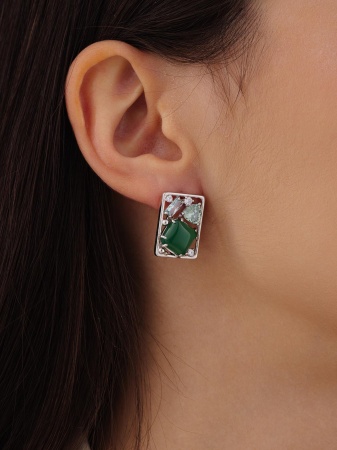 Купить оптом серьги из серебра с агатами и фианитами 2340391177-60 от Krasnoe