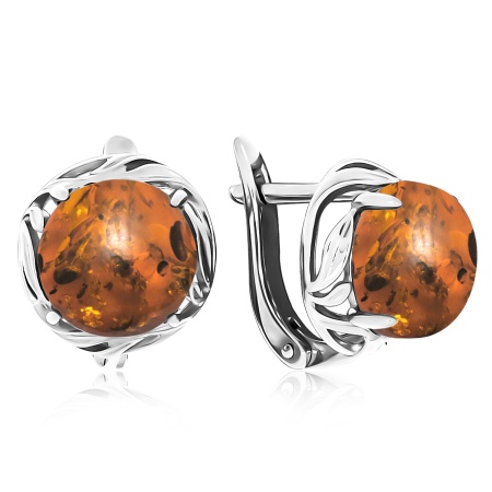 Купить оптом серьги из серебра с янтарём 2340481864 от Krasnoe