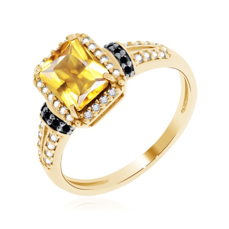 Купить оптом кольцо из серебра с цитрином, ситаллами и фианитами 1321111937л от Krasnoe