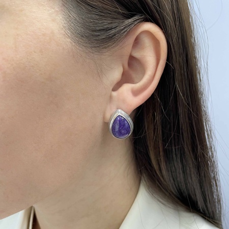 Купить оптом серьги из серебра с чароитами 2310460977 от Krasnoe