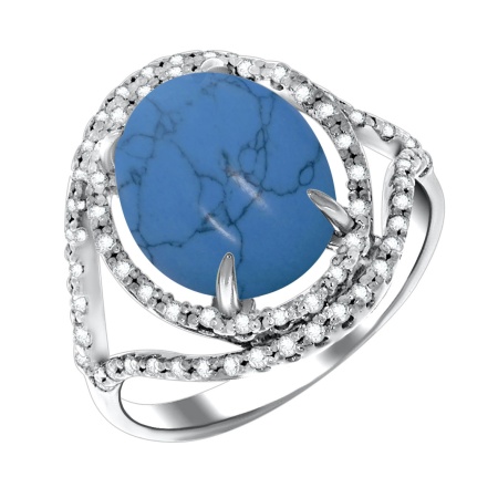 Купить оптом кольцо из серебра с бирюзой и фианитами 1340270194-1 от Krasnoe