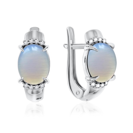 Купить оптом серьги из серебра с лунным камнем и фианитами 2340930371л-80 от Krasnoe