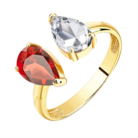 Купить оптом кольцо из серебра с гранатом и хрусталём 1320871866-90 от Krasnoe