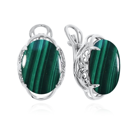 Купить оптом серьги из серебра с малахитами 2340380968 от Krasnoe