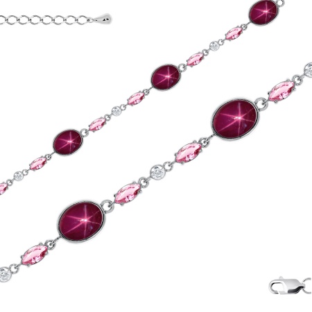 Купить оптом браслет из серебра с рубинами звездчатыми и фианитами 4320942509л-18-3 от Krasnoe