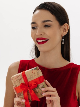 Купить оптом серьги из серебра с хрусталём и фианитами 2340521510 от Krasnoe