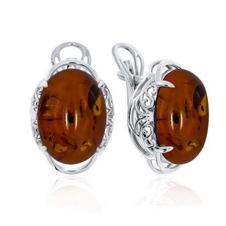Купить оптом серьги из серебра с янтарём 2340480968 от Krasnoe