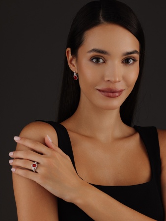 Купить оптом серьги из серебра с агатами и фианитами 2340390182л-32 от Krasnoe