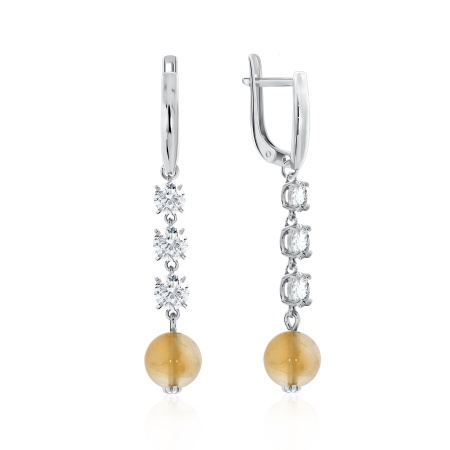 Купить оптом серьги из серебра с кварцем и фианитами 2340991510 от Krasnoe