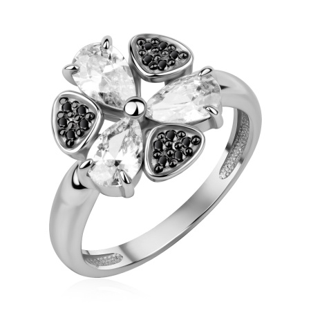 Купить оптом кольцо из серебра с фианитами и ситаллами 1348201814 от Krasnoe