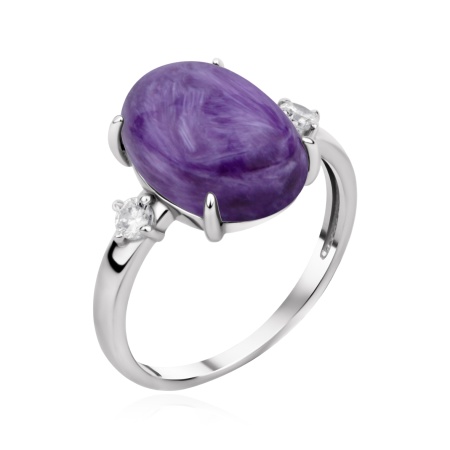 Купить оптом кольцо из серебра с чароитом и фианитами 1340461434 от Krasnoe