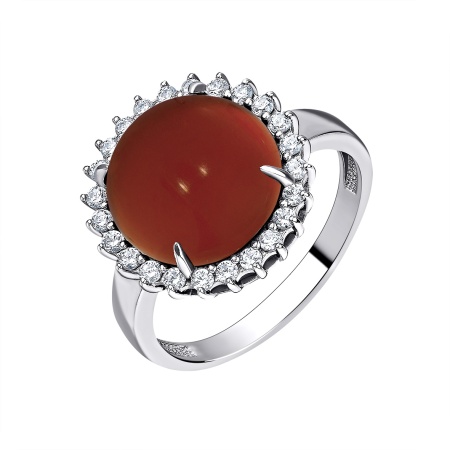 Купить оптом кольцо из серебра с агатом и фианитами 1340391977-31 от Krasnoe