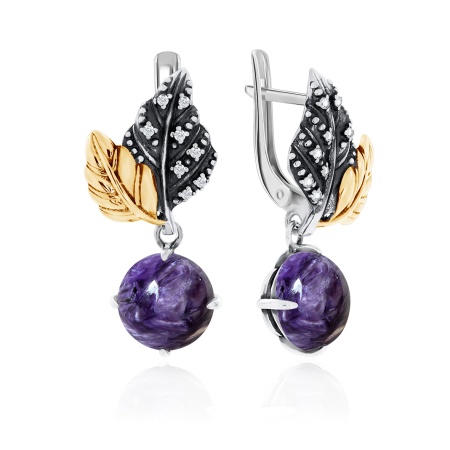 Купить оптом серьги из серебра с чароитами и фианитами 2317462265 от Krasnoe