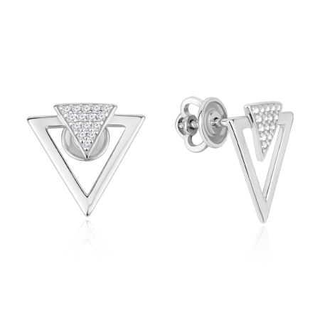 Купить оптом пусеты из серебра с фианитами 2340205873л от Krasnoe