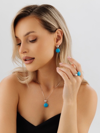 Купить оптом серьги из серебра с бирюзой 2340Б26365 от Krasnoe