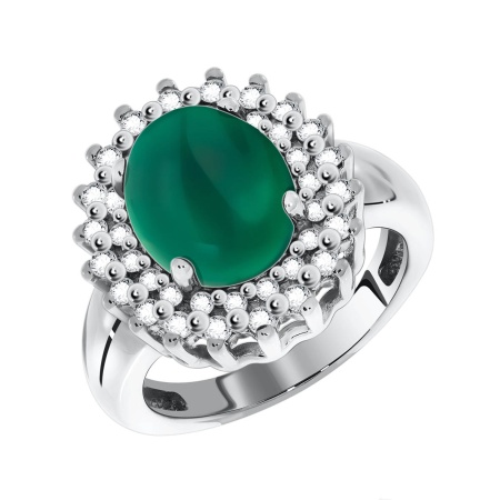 Купить оптом кольцо из серебра с агатом и фианитами 1340390150-60 от Krasnoe