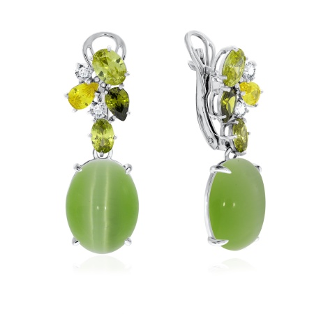 Купить оптом серьги из серебра с кошачий глазами и фианитами 2340260879-1-60 от Krasnoe