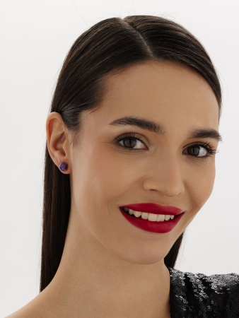 Купить оптом пусеты из серебра с чароитами П340462680 от Krasnoe