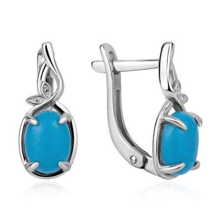 Купить оптом серьги из серебра с бирюзой 2340Б26336 от Krasnoe