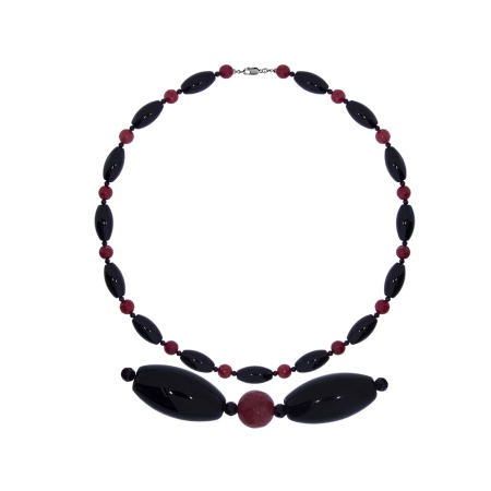 Купить оптом бусы из серебра с ониксами, агатами и со шпинелью 8340396204-55 от Krasnoe