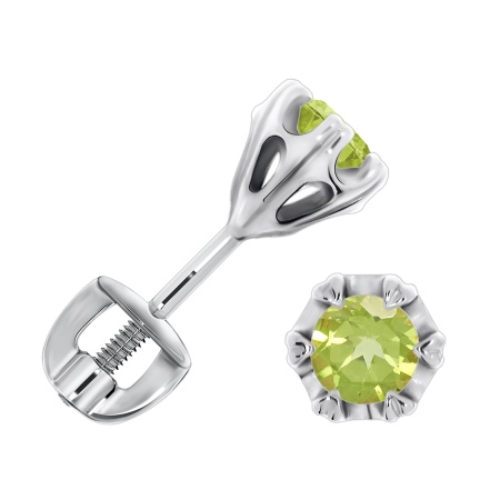 Купить оптом пусеты из серебра с хризолитами П340130642 от Krasnoe